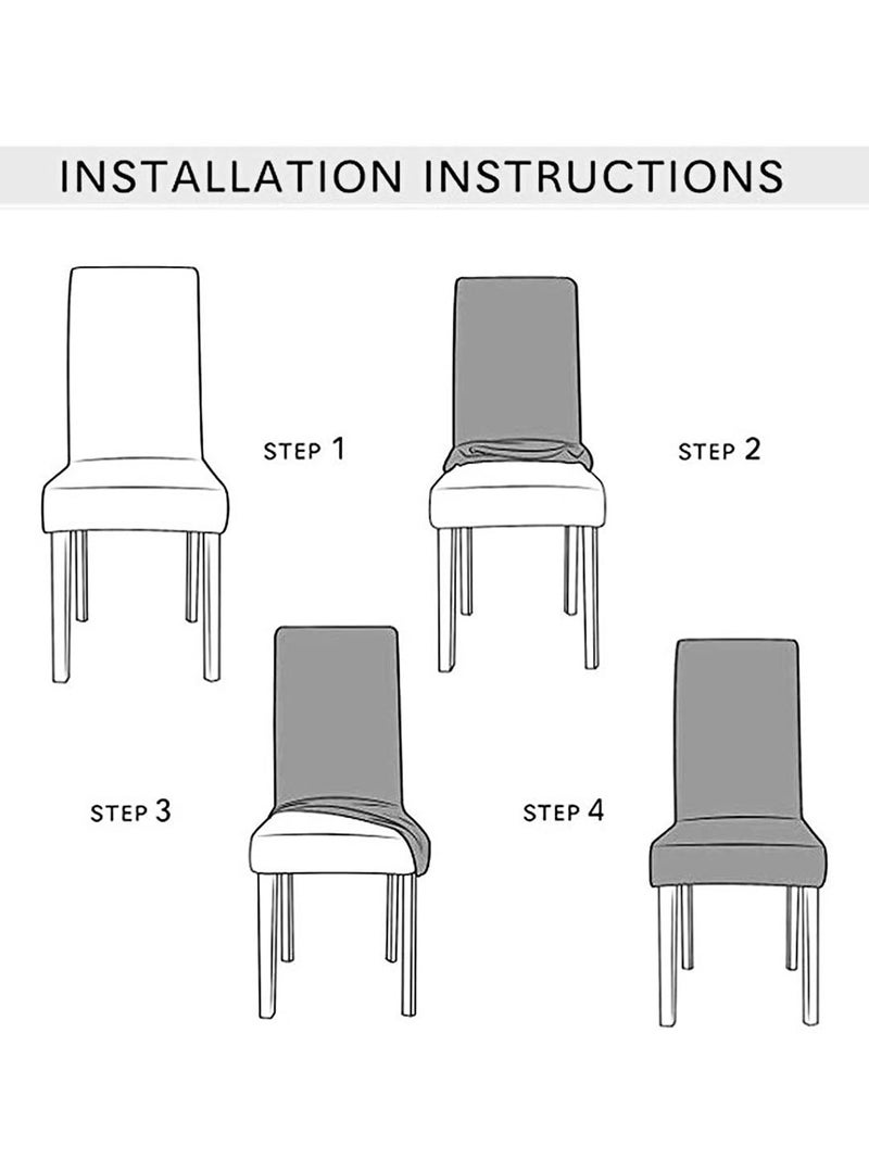VORHANG Printed Dining Chair SlipcoversPack of 4Protection Chair CoversRemovable WashableUniversal Fit Super Soft Stretchy PolyesterLiving Room KitchenIvory - Image 5