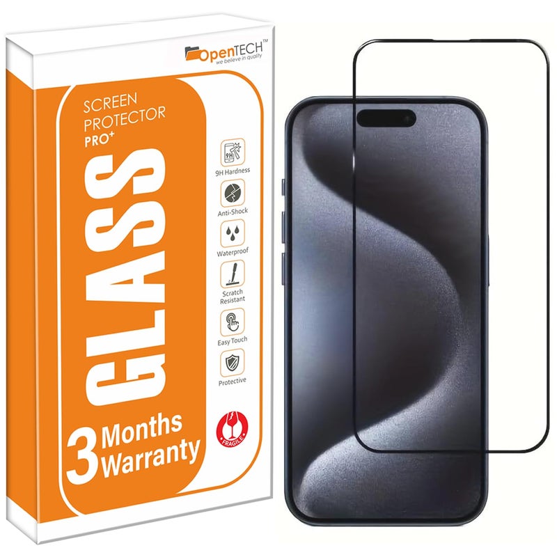 OpenTech Military-Grade Tempered Glass Screen Protector for iPhone 16 Pro/iPhone 17 With Edge To Edge Full Screen Coverage | Scratch Resistant | Case Friendly | Easy Installation Kit. - Image 1