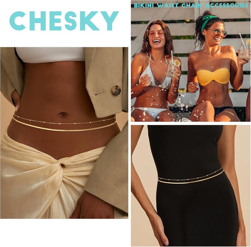 CHESKY سلسلة خصر متعددة الطبقات مطلية بالذهب عيار 14 من تشيسكي للنساء - Image 5