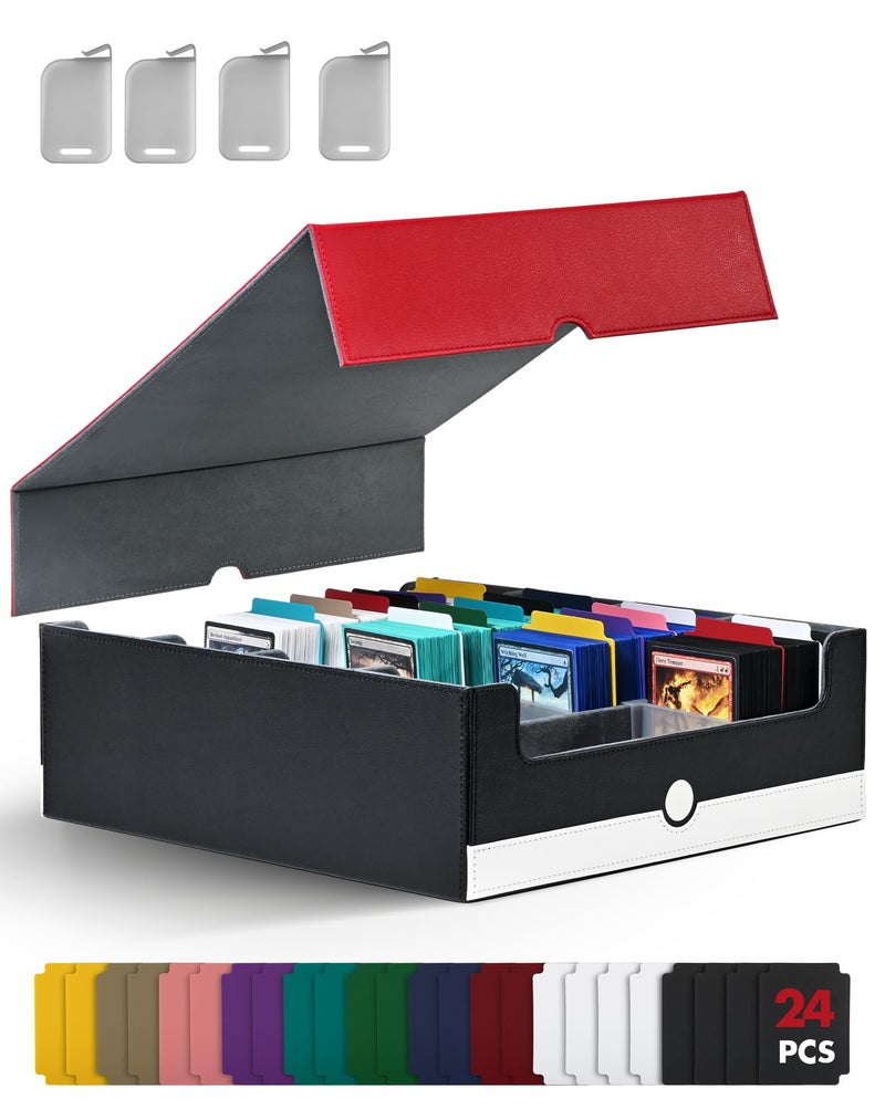 ZLCA Card Storage Box Holds 3200+, Deck Storage Case with 4 Stoppers, Card Organizer for TCG MTG PTCG(Red&White) - Image 1