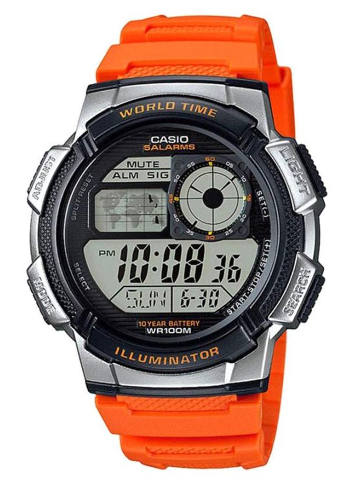 كاسيو ساعة يد شبابية رقمية مقاومة للماء طراز AE-1000W-4BVDF - مقاس 48 مم - لون برتقالي رجال - Image 1