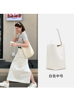 The Row Leather Bucket Bag New Large Capacity Beige medium top layer cowhide for ipad