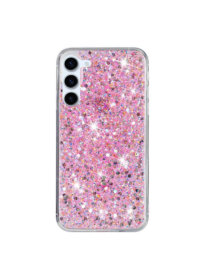 Case Cover For Samsung Galaxy S24 5G Transparent Frame Glitter Powder TPU Phone Case Pink
