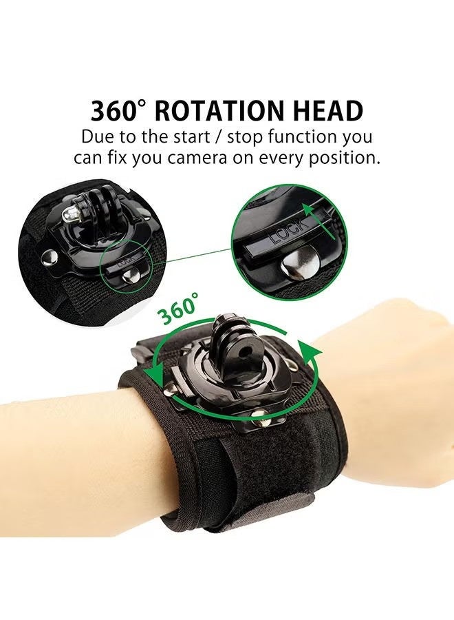 حامل معصم قابل للتعديل يدور 360 درجة لكاميرات GoPro HERO 13 / 12 / 11 / 10 / 9 / 8 / 7 / 6 / 5 / 5S / 4 / 4S / 3+ MAX Fusion وغيرها من كاميرات الحركة - Image 2