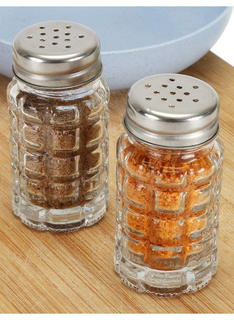 Excefore Retro Style Salt and Pepper Shakers, 2 oz Clear Glass Salt Shaker, with Stainless Steel Lids for Kitchen Counter Table Restaurant Hold Various Condiments(16 Pcs) - Image 3