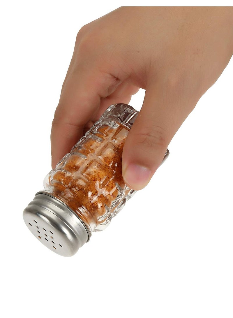 Excefore Retro Style Salt and Pepper Shakers, 2 oz Clear Glass Salt Shaker, with Stainless Steel Lids for Kitchen Counter Table Restaurant Hold Various Condiments(16 Pcs) - Image 4