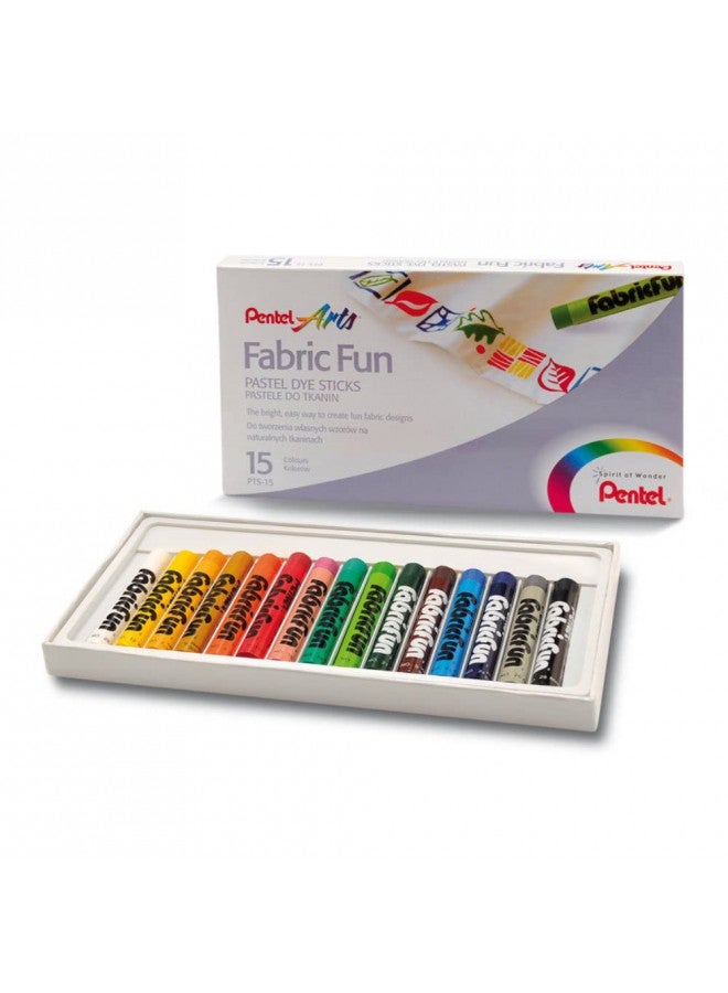 Pentel Arts Fabric Fun Pastel Dye Sticks, 15 Color Set (PTS-15) - Image 1