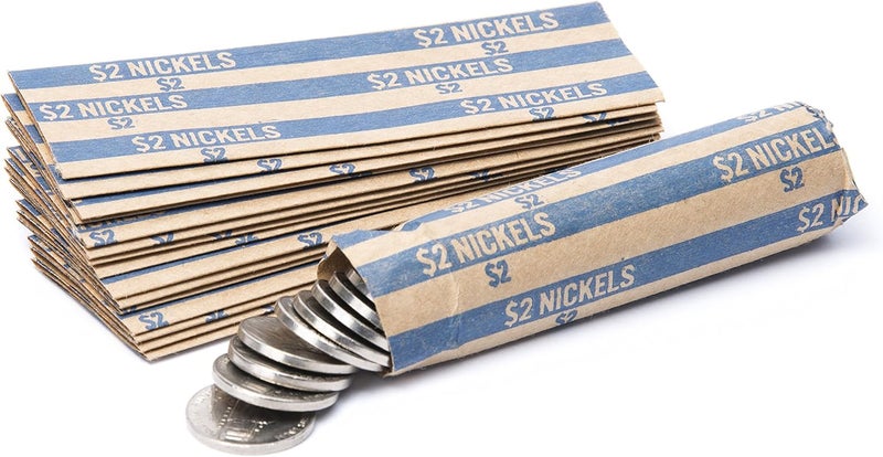 CAROUSELCHECKS Nickel Coin Wrappers, 100 Flat Striped Coin Wrappers - Image 1