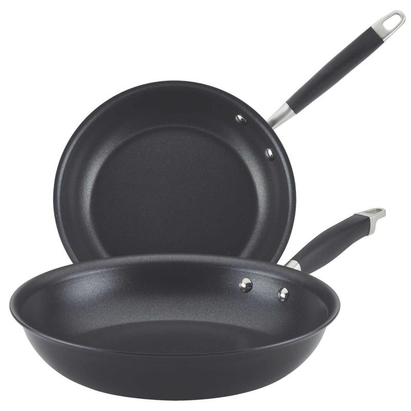 Anolon Advanced Home HardAnodized Nonstick Skillets 2 Piece Set 1025Inch  1275Inch Onyx
