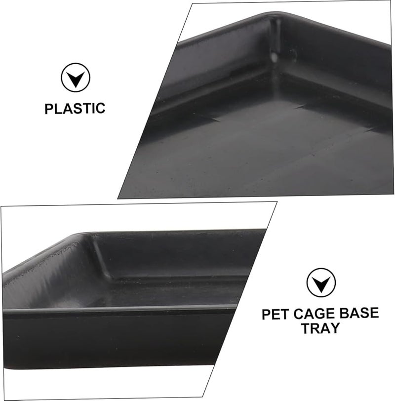 Angoily 2 حزمة سميكة صينية فضلات الحيوانات الأليفة البلاستيكية 34x26 سم أسود لقفص القطط والكلاب - Image 4