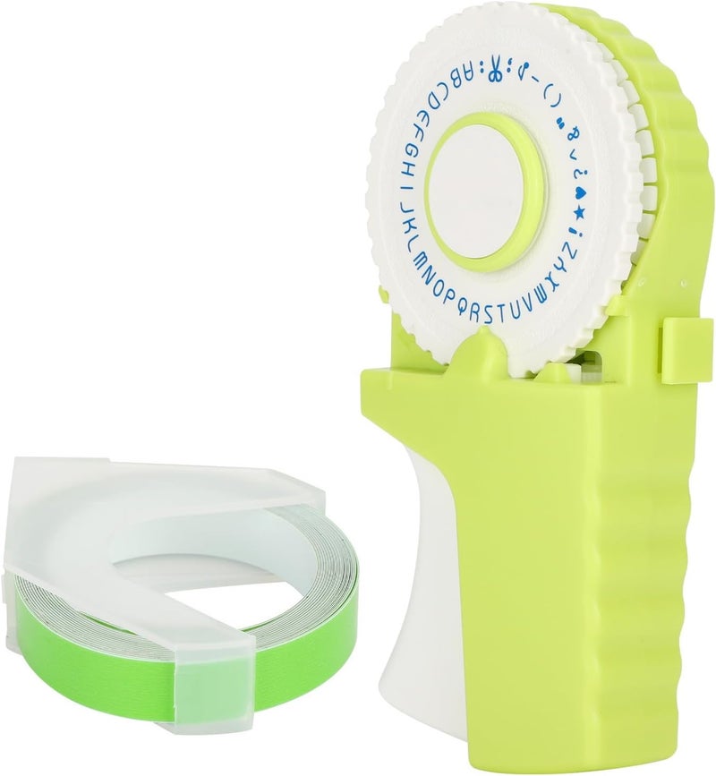 Embosser Manual Typewriter, Green Handheld DIY Label Maker, 9mm Tape Width - Portable Design, No Battery Required, Ideal for Scrapbooks and DIY Projects - Image 3