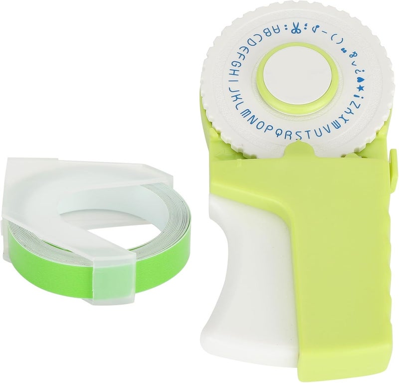 Embosser Manual Typewriter, Green Handheld DIY Label Maker, 9mm Tape Width - Portable Design, No Battery Required, Ideal for Scrapbooks and DIY Projects - Image 5