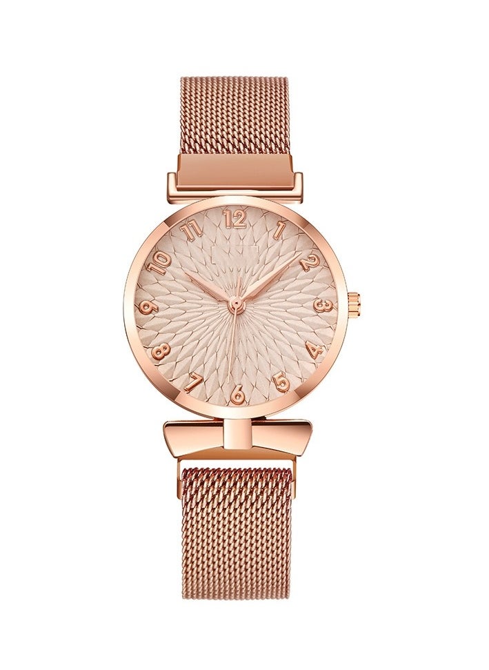 Generic Fashionable Ladies Watch Digital Sun Pattern Student Watch Quartz Watch (Rose Gold) 