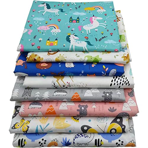 LitoTree Animal 2 8pcs Precut Fat Quarters Cotton Fabric Bundles - Animal Theme - DIY Crafting Series - 100% Cotton - Eco-Friendly - 18x22 Inches Each - Image 1