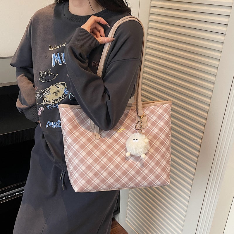 Winter Fashion Korean Style Tote Bag For Women, Simple Contrasting Color Versatile Shoulder Bag, Large Capacity Casual Commuting Handbag - Image 2