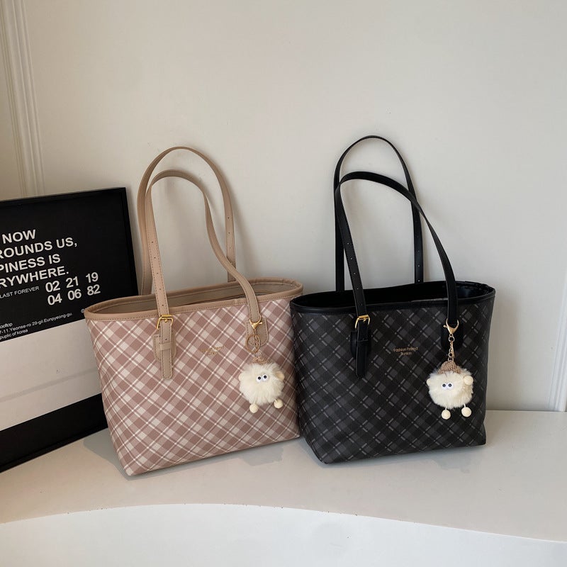 Winter Fashion Korean Style Tote Bag For Women, Simple Contrasting Color Versatile Shoulder Bag, Large Capacity Casual Commuting Handbag - Image 3