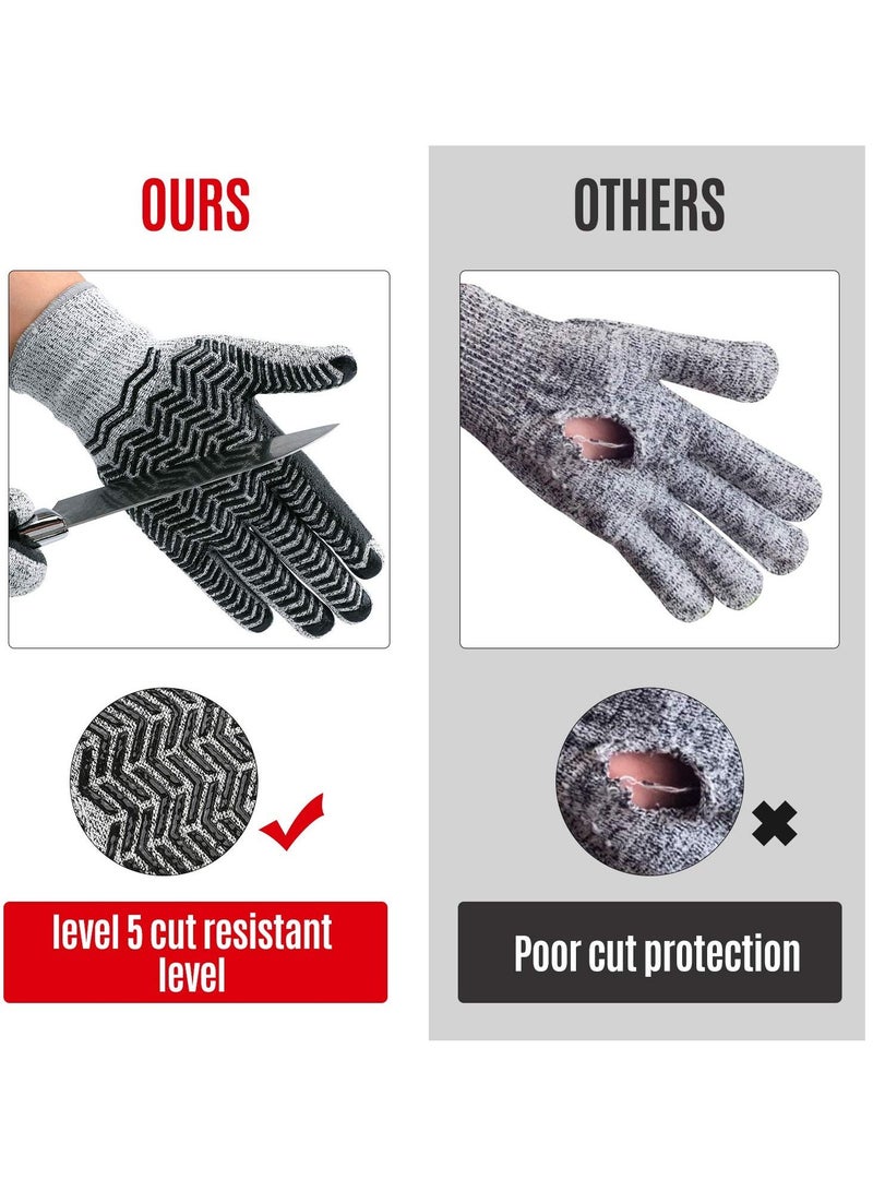 KASTWAVE Cutting Gloves, Level 5 Cut Resistant Gloves for Wood Carving Rotary Cutting Handling Glass Moving Boxes with Rubber Grip （L） - Image 3