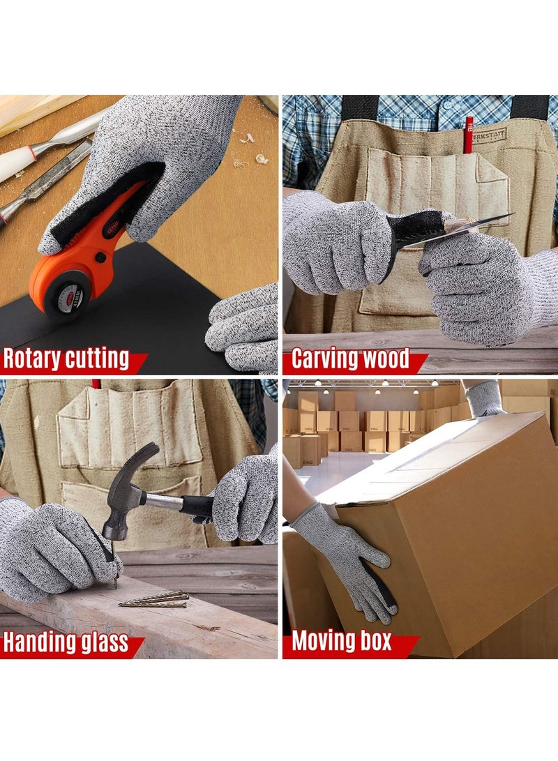 KASTWAVE Cutting Gloves, Level 5 Cut Resistant Gloves for Wood Carving Rotary Cutting Handling Glass Moving Boxes with Rubber Grip （L） - Image 2