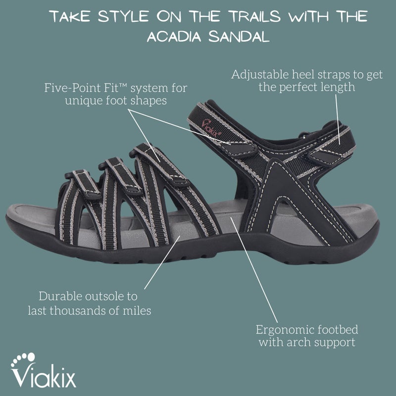 Viakix Womens Sport Sandal â€“ Comfortable Athletic Stylish Hiking Shoes, with Arch Support, Outdoors, Walking, Water, River, Trekking, Carbon 8 - Image 5