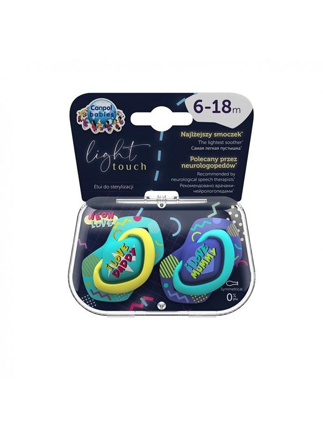 Canpol babies Symmetric Silicone Pacifier Neon Love 6-18m Blue