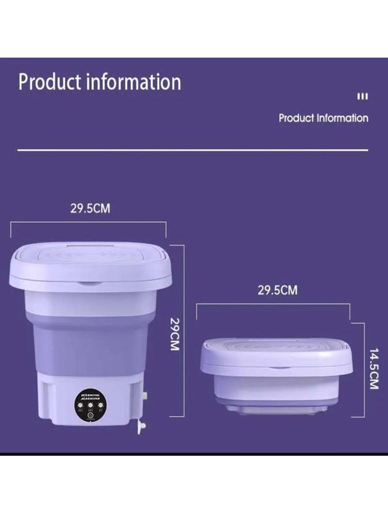 غسالة صغيرة قابلة للطي لملابس الأطفال أو الملابس الداخلية أو الأشياء الصغيرة غسالة توربينية محمولة قابلة للطي مع سلة تصريف للشقة التخييم السفر هدية للأصدقاء أو العائلة 8لتر - Image 5