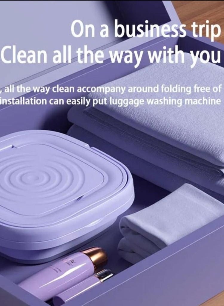 غسالة صغيرة قابلة للطي لملابس الأطفال أو الملابس الداخلية أو الأشياء الصغيرة غسالة توربينية محمولة قابلة للطي مع سلة تصريف للشقة التخييم السفر هدية للأصدقاء أو العائلة 8لتر - Image 4