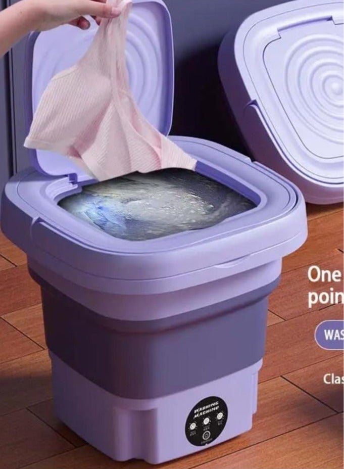 غسالة صغيرة قابلة للطي لملابس الأطفال أو الملابس الداخلية أو الأشياء الصغيرة غسالة توربينية محمولة قابلة للطي مع سلة تصريف للشقة التخييم السفر هدية للأصدقاء أو العائلة 8لتر - Image 1