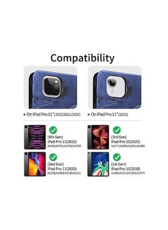 Sumkyle Case For Ipad Pro 11 Inch 2022 2021 2020 2018 Ipad Pro 11 Case With Pencil Holder Multi Angle Viewing Stand Tablet Cover Shockproof Protective Case Auto Wake Sleep Blue Marble  - Image 2