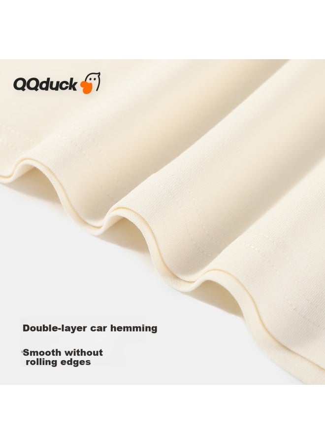 QQ DUCK ملابس أطفال كيو كيو دك، تي شيرت صيفي قصير الأكمام للفتيات، قمة شبابية بإحساس بارد، قصير الأكمام بلون أبيض مائل إلى الرمادي؛ 140 - Image 4