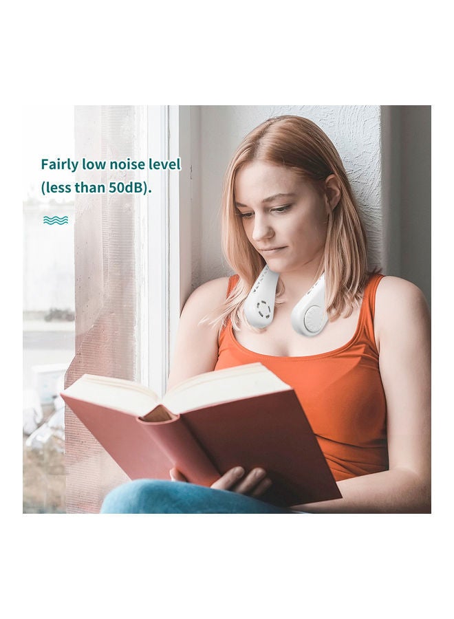 NIBEMINENT Neckband Bladeless USB Rechargeable Wearable Fan H40265-LM White - Image 3