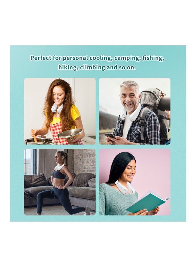 NIBEMINENT Neckband Bladeless USB Rechargeable Wearable Fan H40265-LM White - Image 2