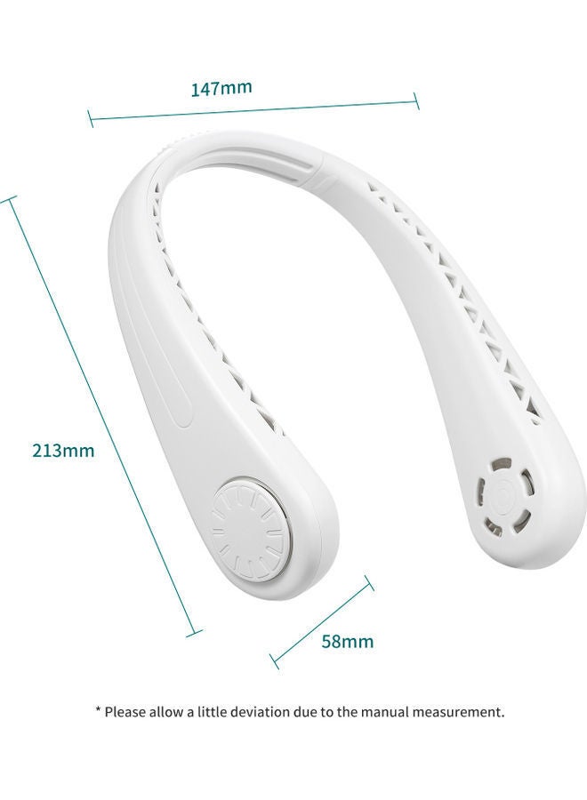 NIBEMINENT Neckband Bladeless USB Rechargeable Wearable Fan H40265-LM White - Image 4