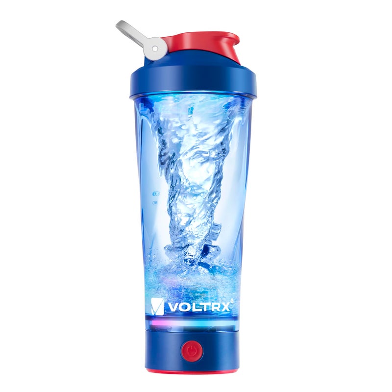 VOLTRX Electric Shaker Bottle - VortexBoost Portable USB C Rechargeable Protein Shake Mixer, Shaker Cups for Protein Shakes, BPA Free, Waterproof, Colored Light Base, 24 oz (Power Blue) - Image 1