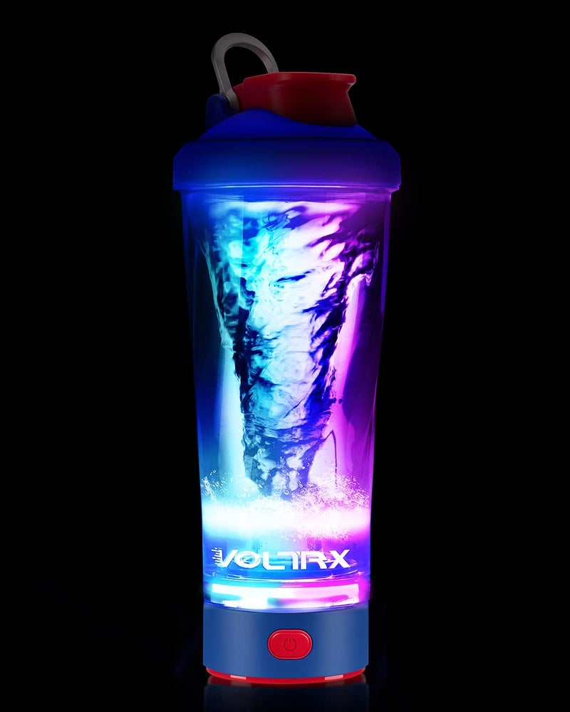 VOLTRX Electric Shaker Bottle - VortexBoost Portable USB C Rechargeable Protein Shake Mixer, Shaker Cups for Protein Shakes, BPA Free, Waterproof, Colored Light Base, 24 oz (Power Blue) - Image 2