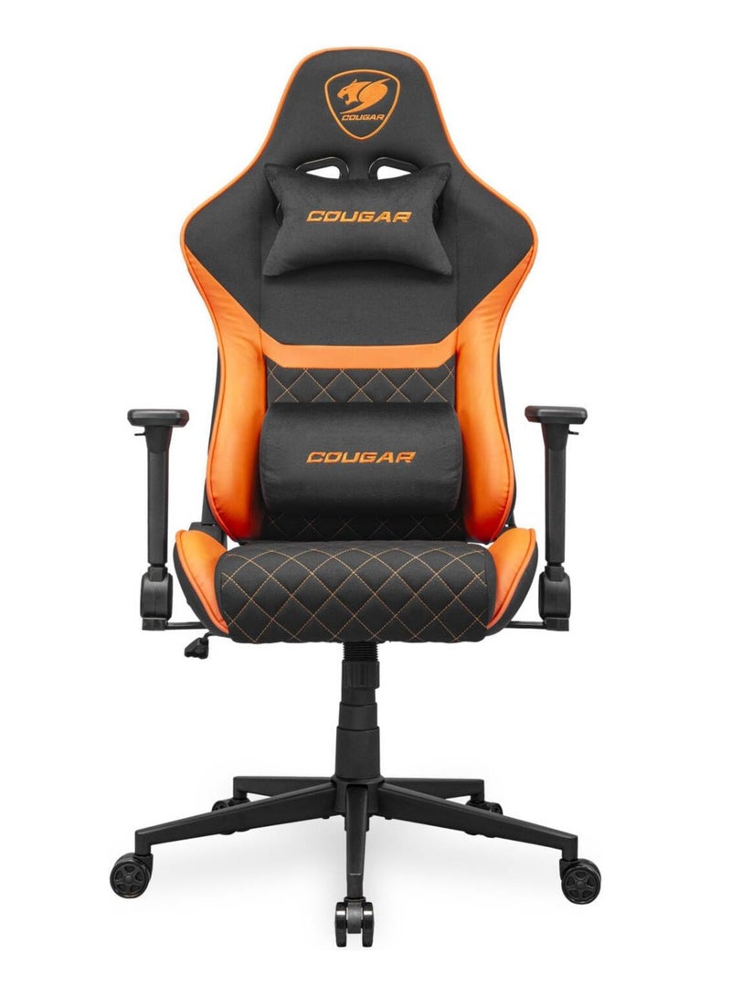 Cougar كرسي الألعاب كوغار أرمور ون V2 F، سطح قماش منسوج، مساند ذراع قابلة للطي 4D، انحناء 155°، تعديل ارتفاع برميل الغاز، دعم وزن يصل إلى 120 كجم - برتقالي - Image 3