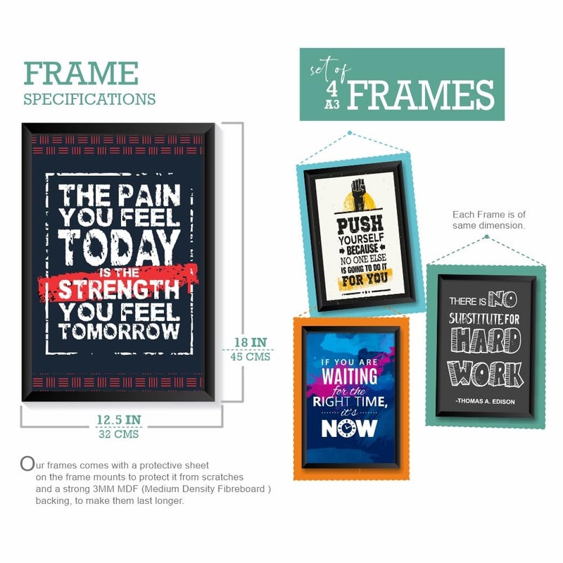 Printelligent PRINTELLIGENT Quotes and Motivational Poster Photo frame 2 Sizes 9 x 125 Inches125x 18 Inches Set of 8 D - Image 3