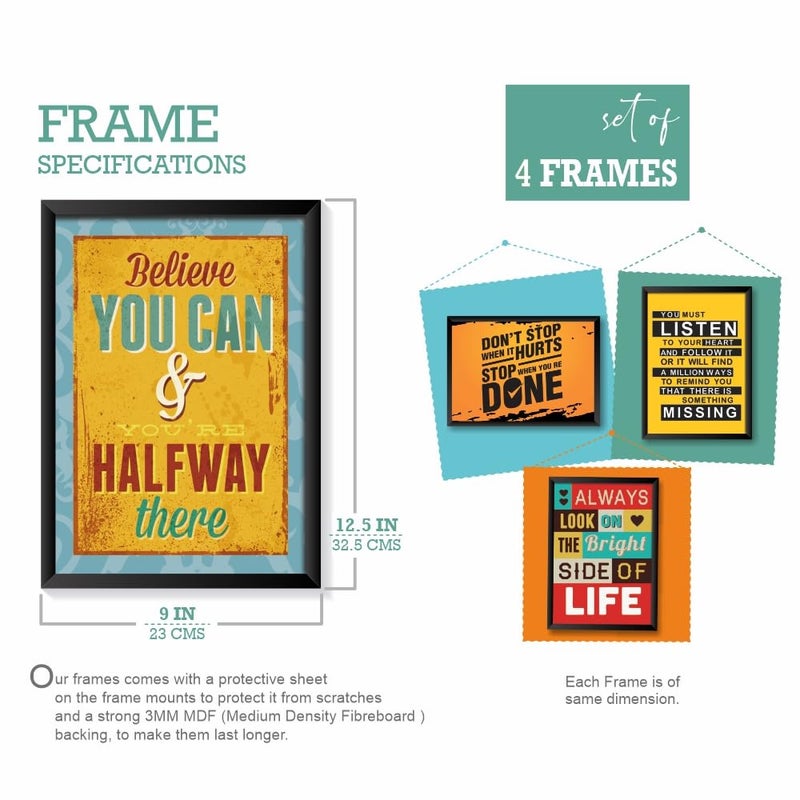 Printelligent PRINTELLIGENT Quotes and Motivational Poster Photo frame 2 Sizes 9 x 125 Inches125x 18 Inches Set of 8 D - Image 2