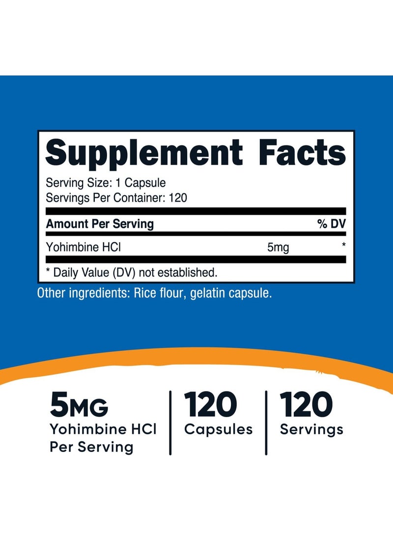 Nutricost Yohimbine HCL 5mg 120 Caps - Image 2