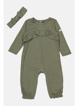 7 FOR ALL MANKIND Toddlers Girl 2 Pieces Knitted Allover And Headband Set, Olive  - Image 1