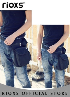 RIOXS Leg Drop Motorcycle Bag for Men Women Nylone Belt Waist Bag for Riding Lightweight Waterproof Travel Canvas Waist Bag with Adjustable Straps  - Image 5