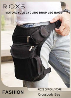 RIOXS Leg Drop Motorcycle Bag for Men Women Nylone Belt Waist Bag for Riding Lightweight Waterproof Travel Canvas Waist Bag with Adjustable Straps  - Image 1