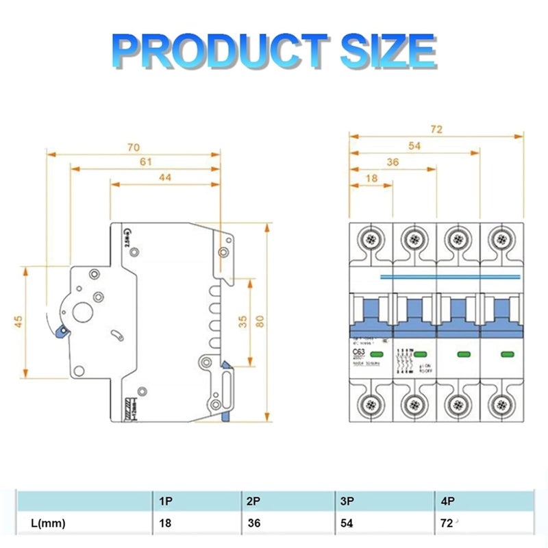 HGB3 63 16A 1P C Type Miniature Circuit Breaker 6KA AC 110V 230V 400V - Image 3
