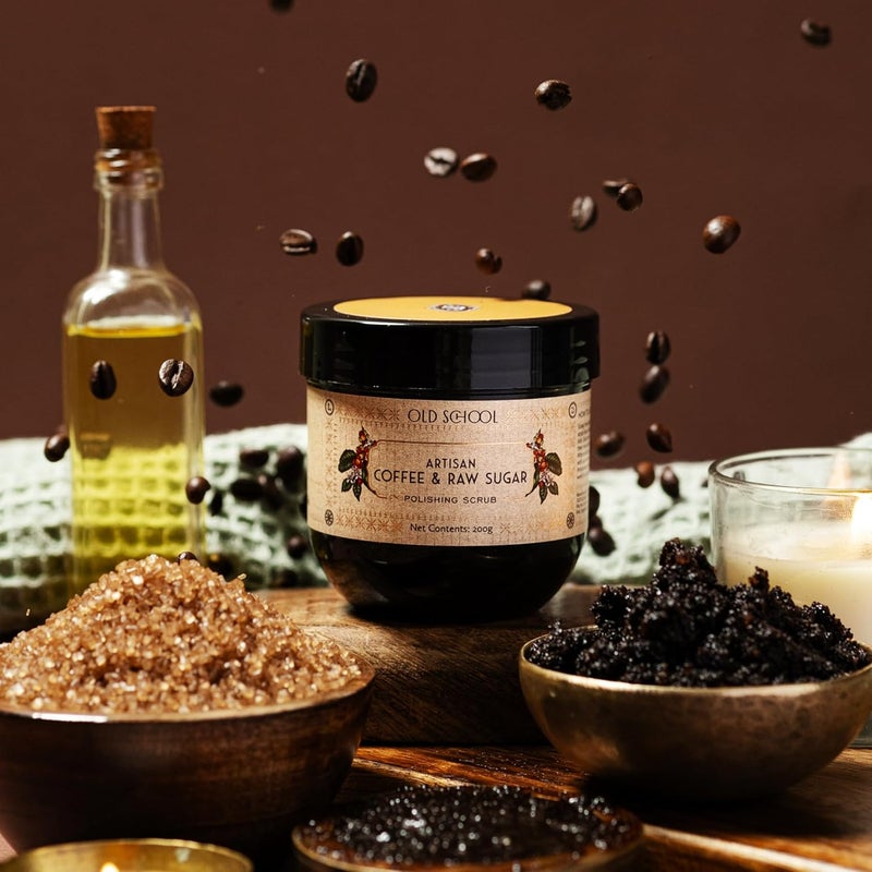 Old School Rituals Artisan Coffee  Raw Sugar Polishing Scrub  Natural Exfoliator for Tan Removal  Radiant Skin  Coffee  Sugar Body Scrub for Smooth Glowing Skin  Body Polisher for All Skin Types  200g - Image 2