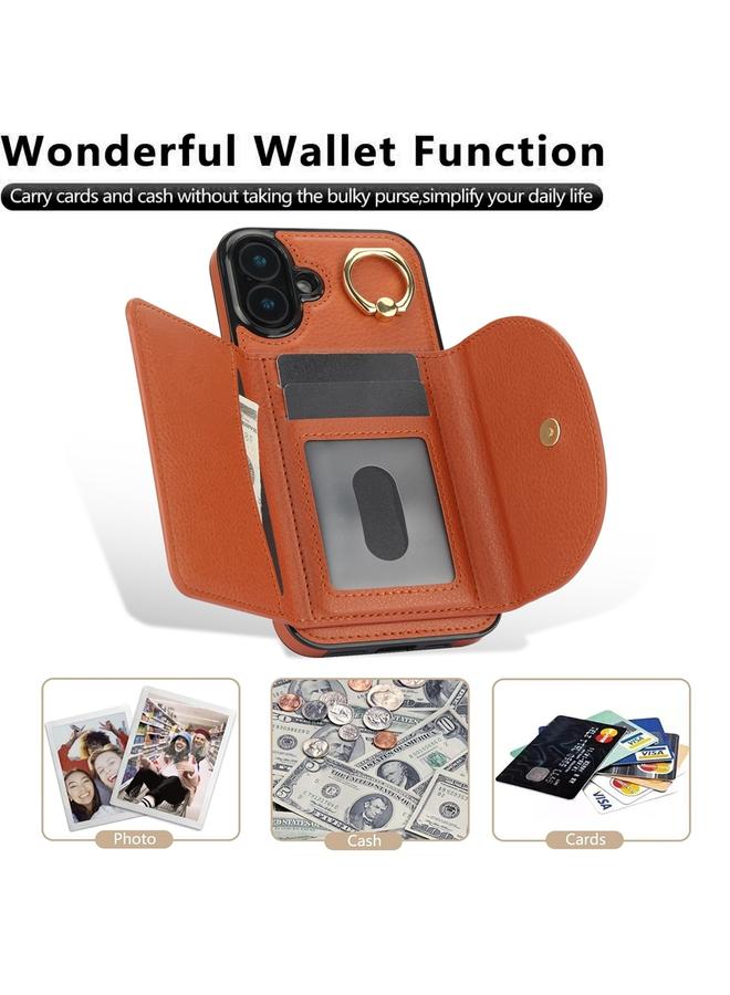 S-TOP Case For iPhone 16 YM007 Ring Holder Card Bag Skin Feel Phone Case - Image 2