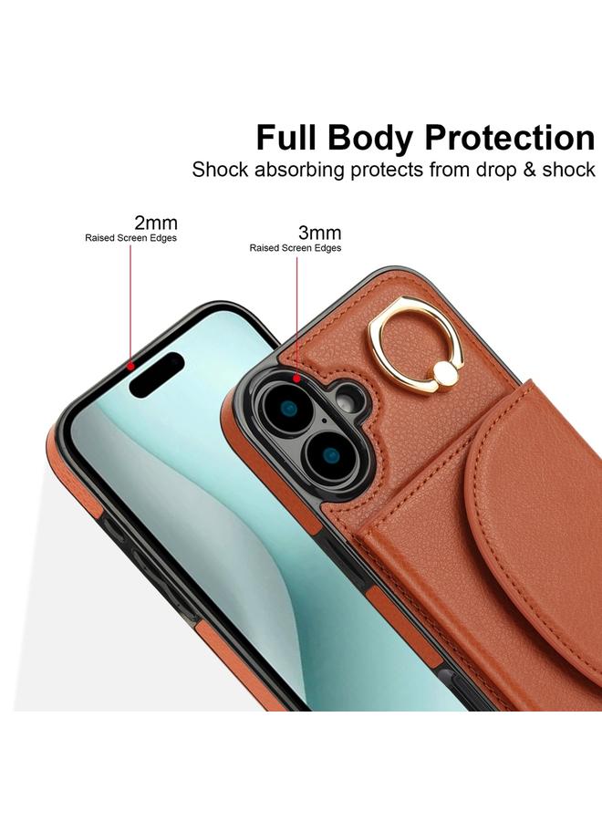S-TOP Case For iPhone 16 YM007 Ring Holder Card Bag Skin Feel Phone Case - Image 3