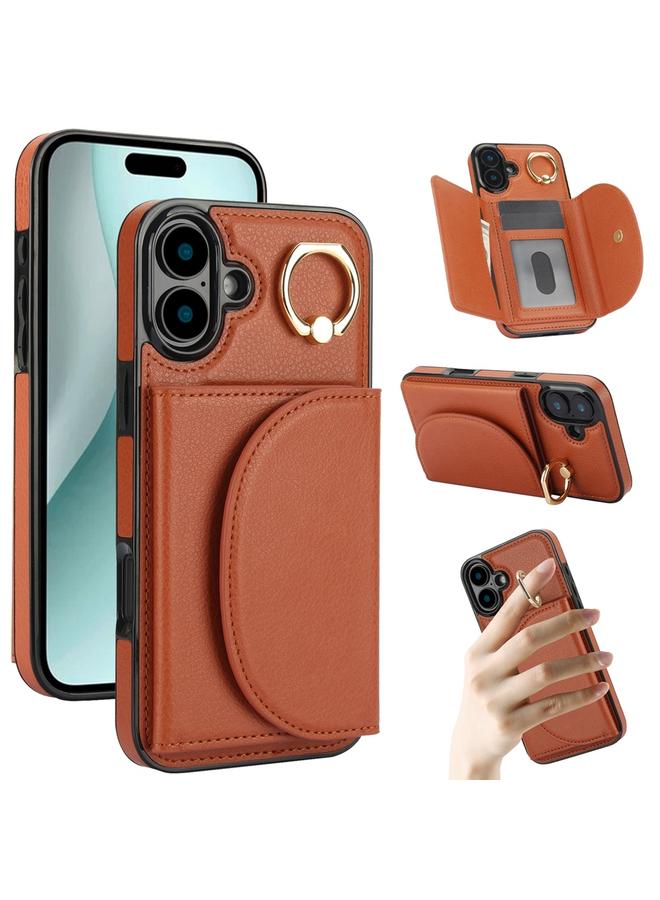 S-TOP Case For iPhone 16 YM007 Ring Holder Card Bag Skin Feel Phone Case - Image 1