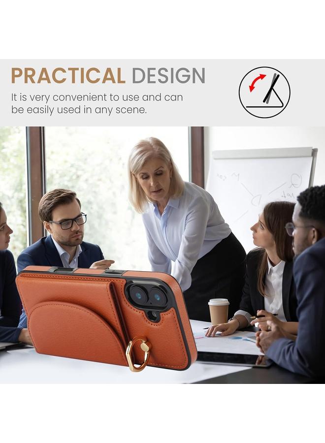 S-TOP Case For iPhone 16 YM007 Ring Holder Card Bag Skin Feel Phone Case - Image 5