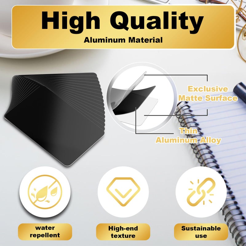 Danghyuk 300 Pcs Metal Business Cards Black Metal Business Card Blanks for CNC Engraver Laser Engraving Reliable and Sturdy Multipurpose Aluminium Business Card Blanks Thickness 0.01 Inch - Image 3