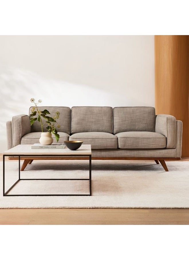 Homzmart Swedish Wood and  Linen 3 Seaters Sofa - Beige  - Image 1