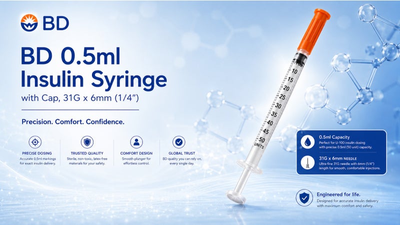 BD Micro-Fine Plus Insulin Syringes 0.5ml 31G x 6mm 1/4 100 Pc - Image 4